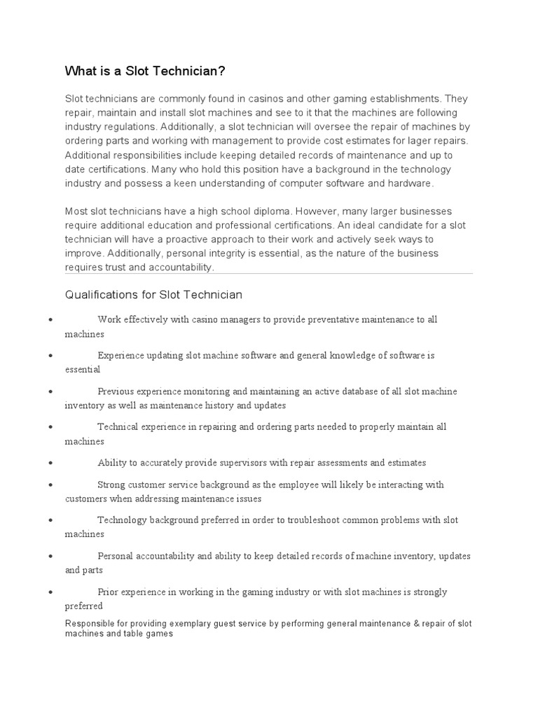 Slot Technician Role and Responsibilities | PDF | Slot Machine ...