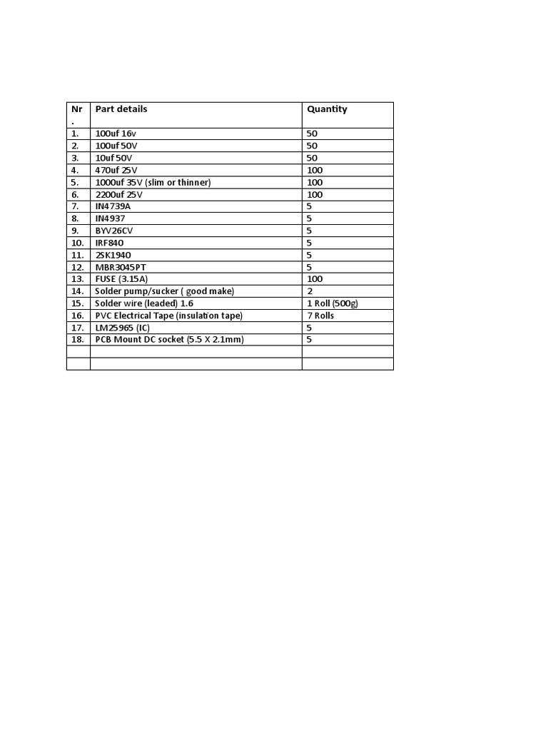 Electronic Components Inventory List | PDF | Technology & Engineering