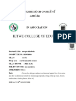 THE Examination Council of Zambia: Kitwe College of Education