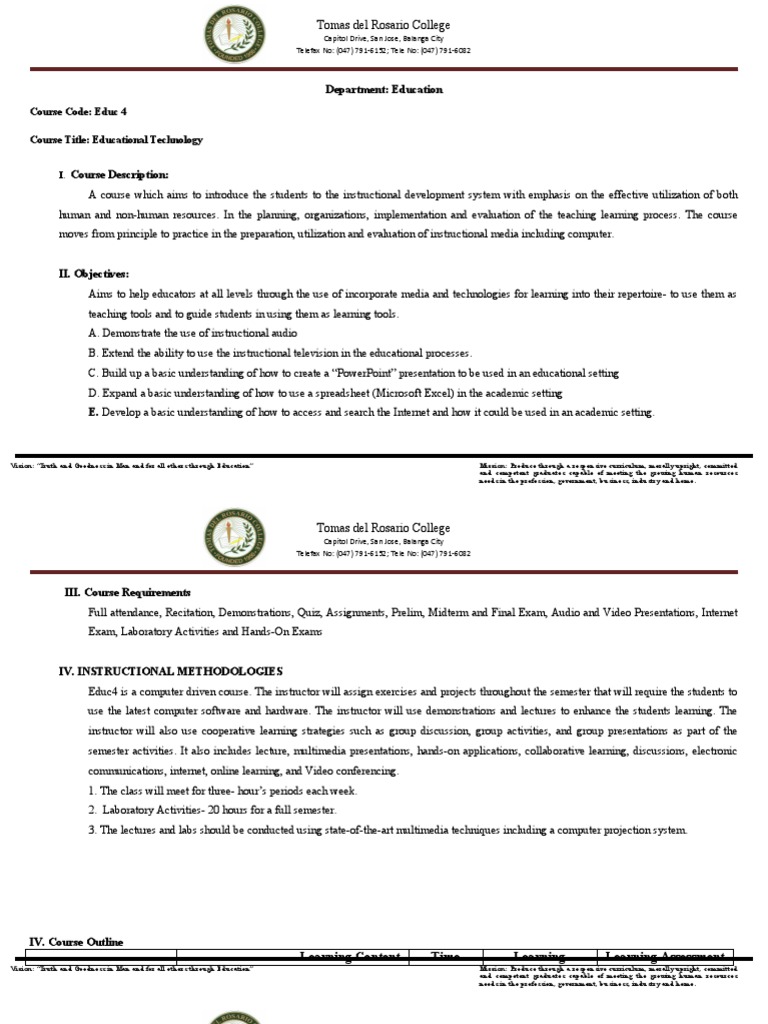 Educational Technology Course Overview | PDF | Educational Technology ...