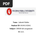 Name: Ankush Halder Student ID:181001102061 Subject: DBMS Lab Assignment