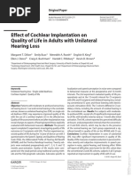 Effect of Cochlear Implantation On Quality of Life in Adults With Unilateral Hearing Loss