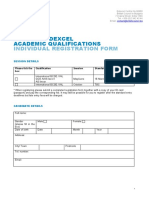 Рearson Edexcel Academic Qualifications: Individual Registration Form