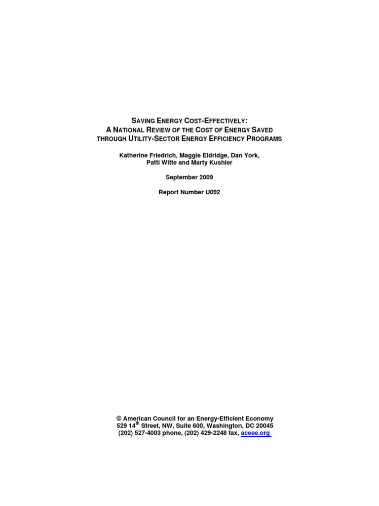 CEE - Eval - Saving Energy Cost - Effectively - Sep2009 | PDF | Cost ...