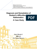 Diagnosis and Remediation of Student's Difficulties in Mathematics: A Case Study