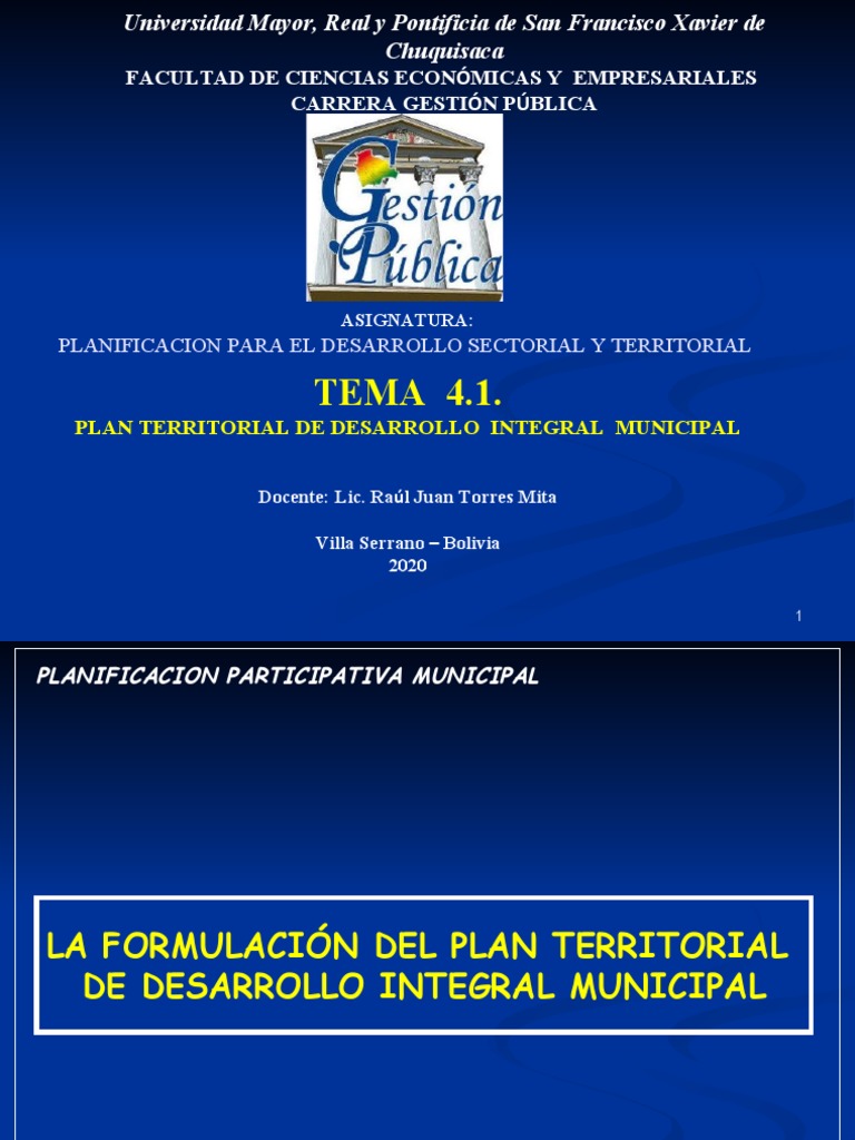 Tema 4 Plan Territorial de Desarrollo Integral Municipal | PDF ...