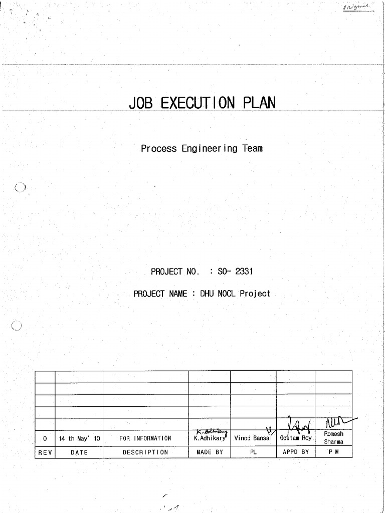 DHU NOCL Project Execution Plan | PDF | Chemical Engineering ...