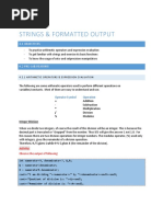 Lab 4 Strings & Formatted Output: 4.1 Objectives