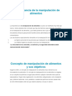 La Importancia de La Manipulación de Alimentos