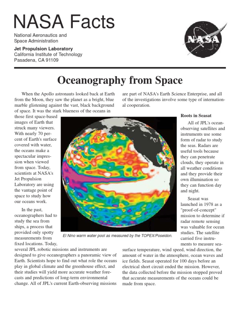 NASA Facts Oceanography from Space Atmospheric Sciences