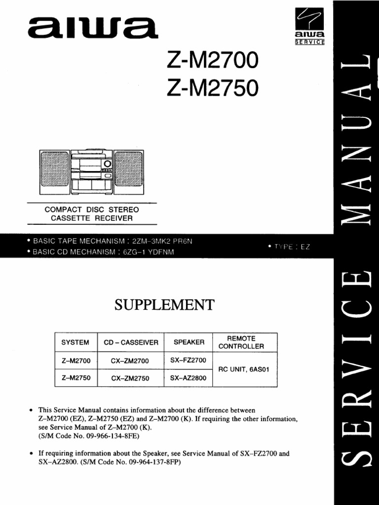 邦楽 KAFU INSTALL MANUAL CD Aiwa Z-M2700 Service Manual Overview | PDF | Computers