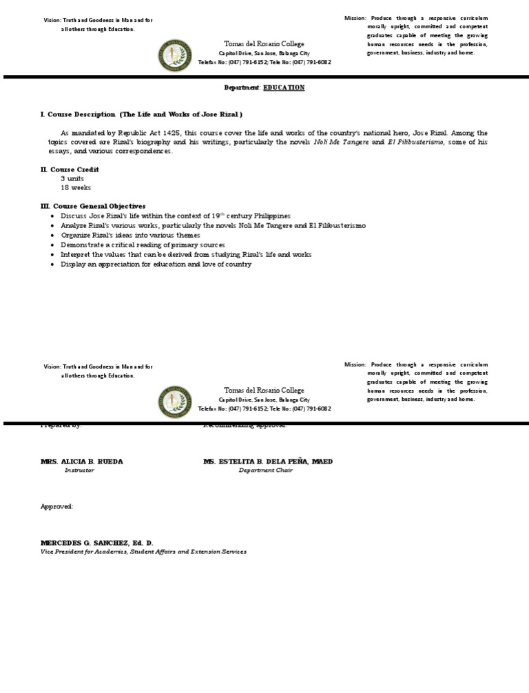 Rizal Studies for Education Majors | PDF | Behavior Modification ...