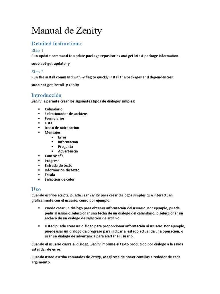 Manual de Zenity | PDF | Sistema de archivos | Archivo de computadora
