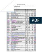 Presupuesto de Obra: Item Descripcion Und. Metrado Precio S/. Parcial S