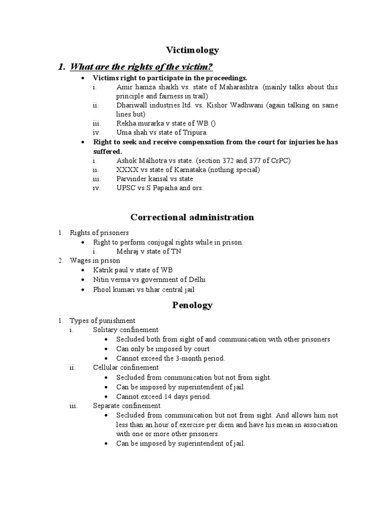 Victim Rights and Prisoner Regulations | PDF