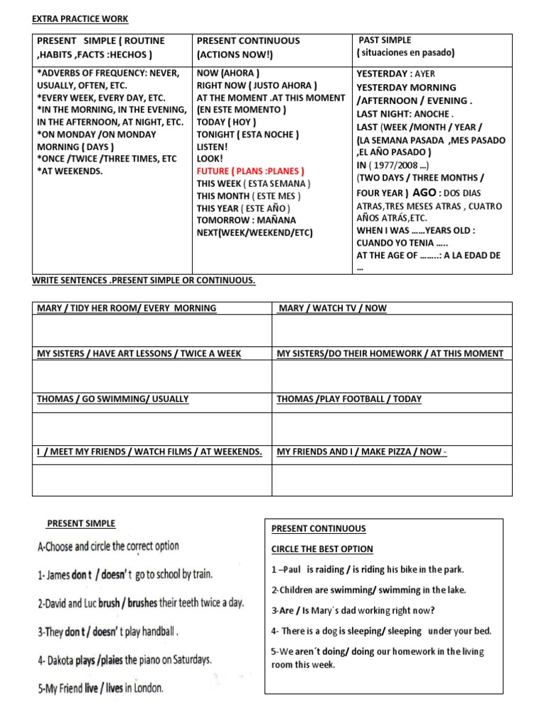 Extra Practice: Tenses and Frequency | PDF