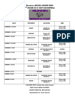 Runnin Ponies 2020-2021 7th Grade Basketball Schedule