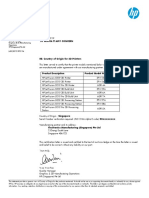 HP Jet Fusion 5200, 5210, 5210 Pro 3D Printing Solution - Certificate of Origin