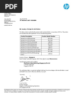 HP Jet Fusion 5200, 5210, 5210 Pro 3D Printing Solution - Certificate of Origin