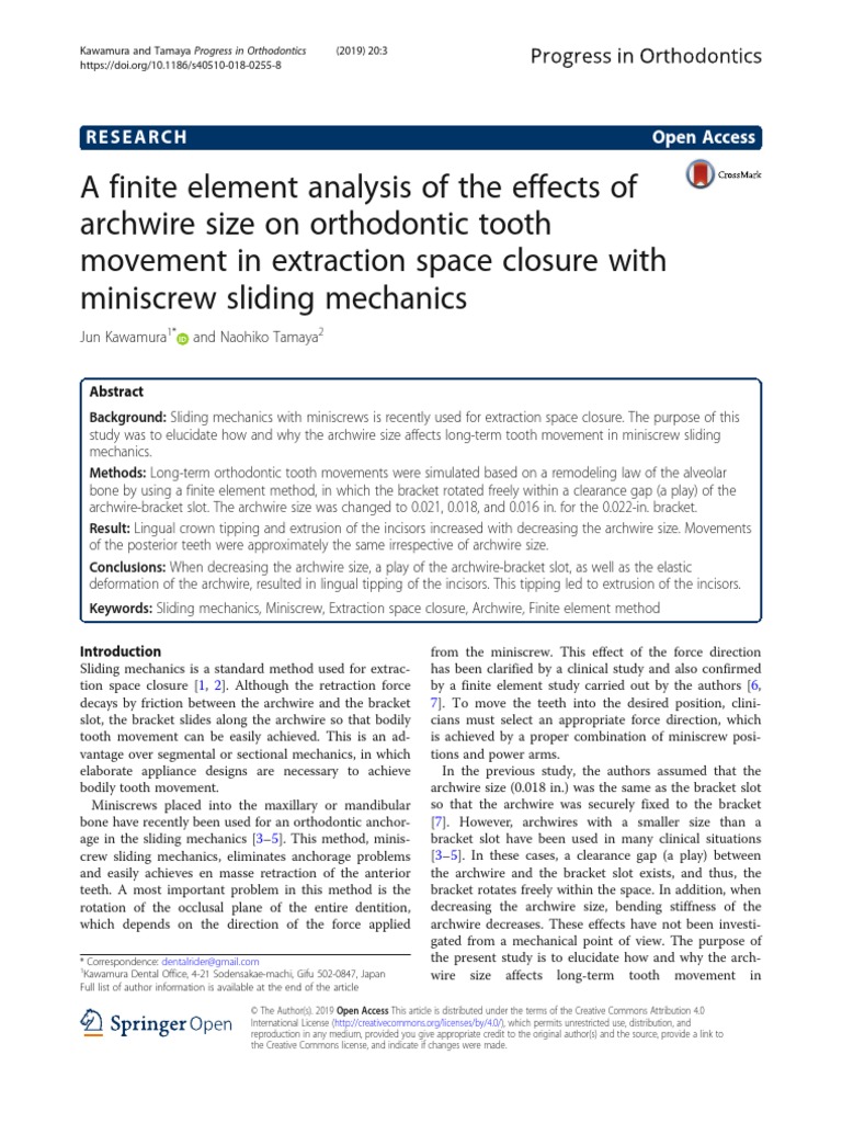 A Finite Element Analysis of The Effects of Archwire Size On Orthodontic Tooth Movement in