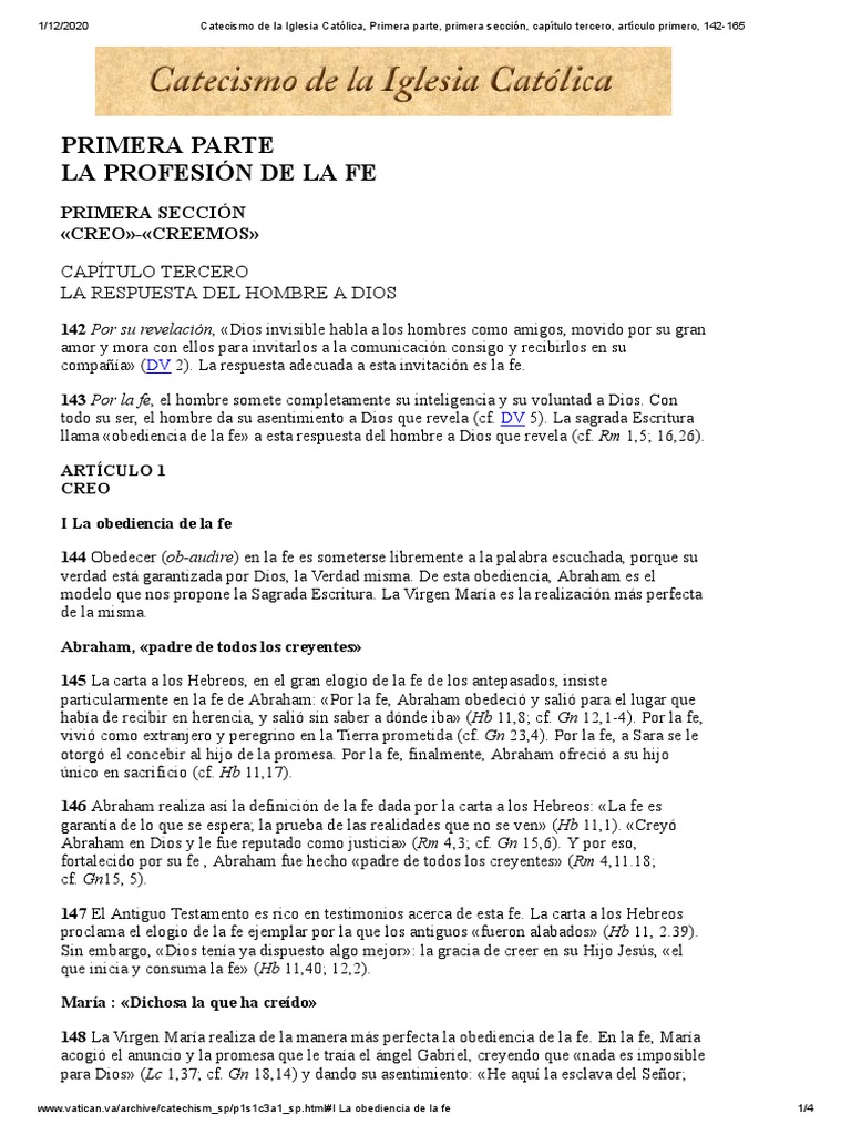 La obediencia de la fe en el Catecismo | PDF | Fe | espíritu Santo