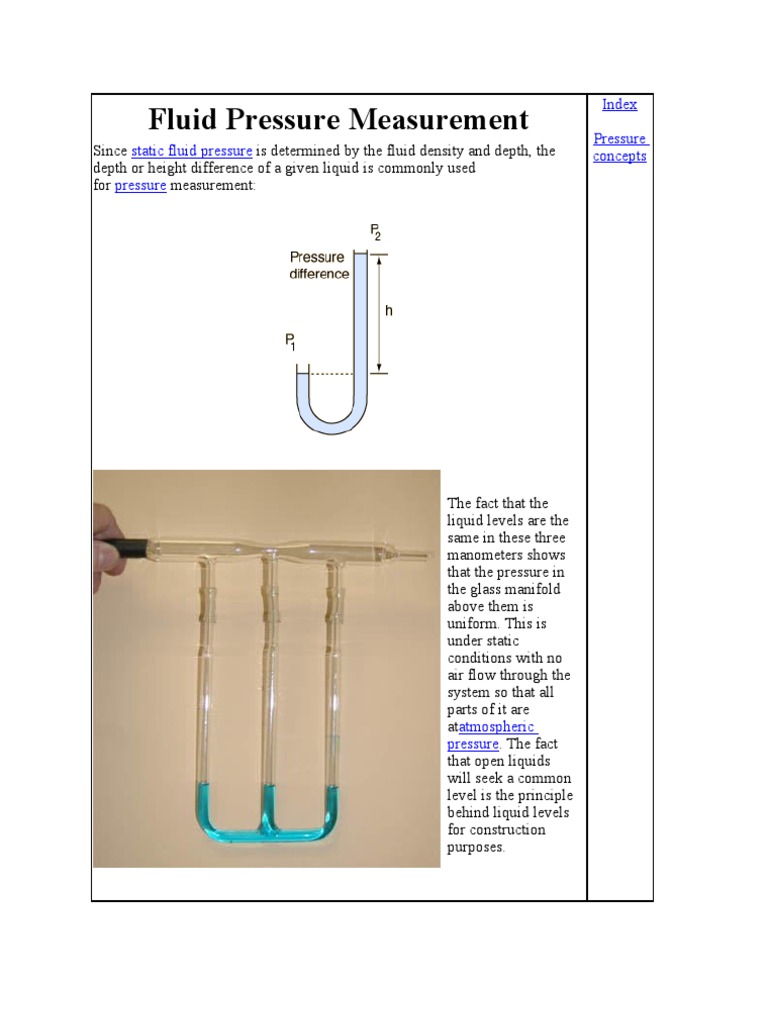 Fluid Pressure Measurement Basics | PDF | Pressure Measurement | Pressure
