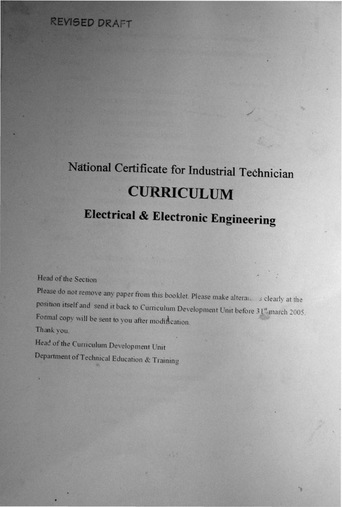 First Year Syllabus NCIT (Electrical and Electronic) PDF