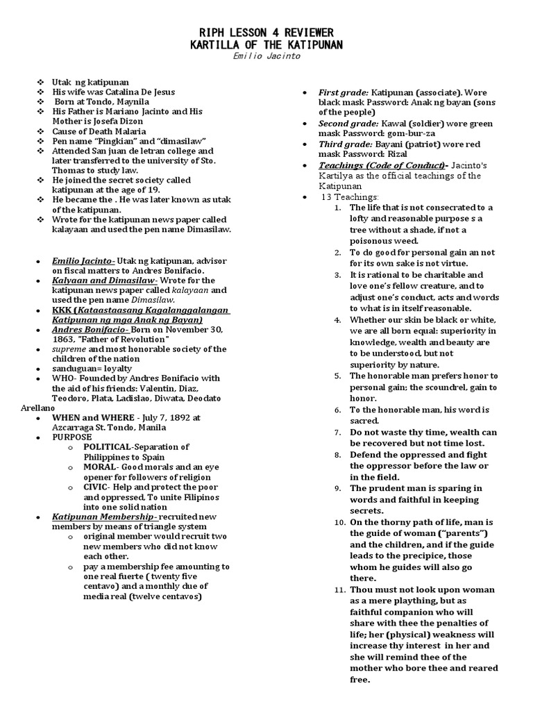 Riph Lesson 4 Reviewer | PDF | Philippines