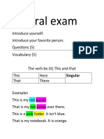 Oral Exam: Singular