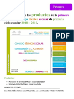 Formatos de Los Productos de La Primera Sesión Del Consejo Técnico Escolar de Primaria Ciclo Escolar 2018