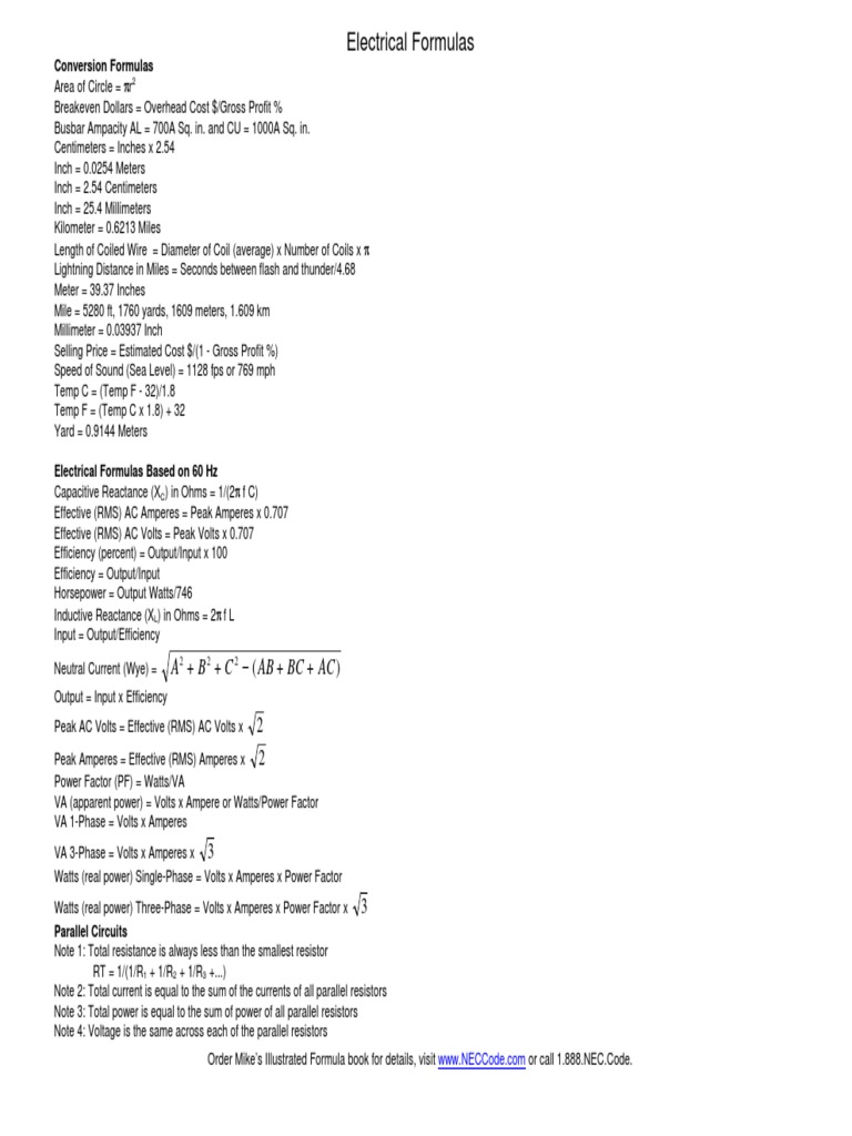ElectricalFormulas PDF | PDF