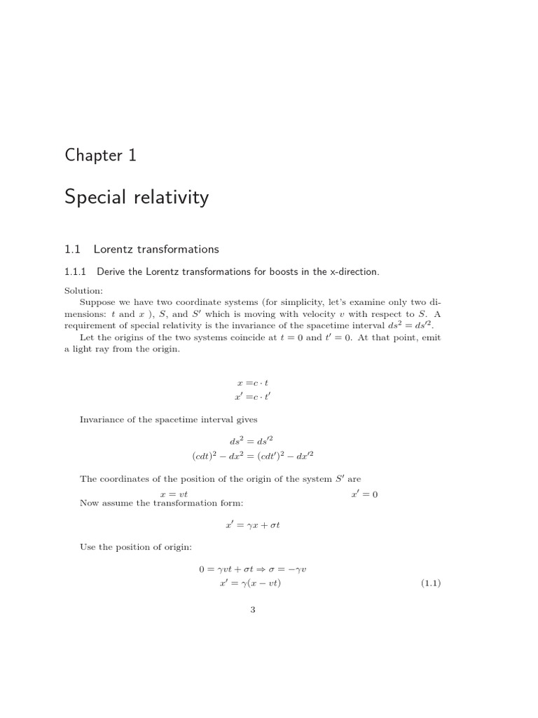 Lorentz Transformations Pdf Special Relativity Differential Geometry
