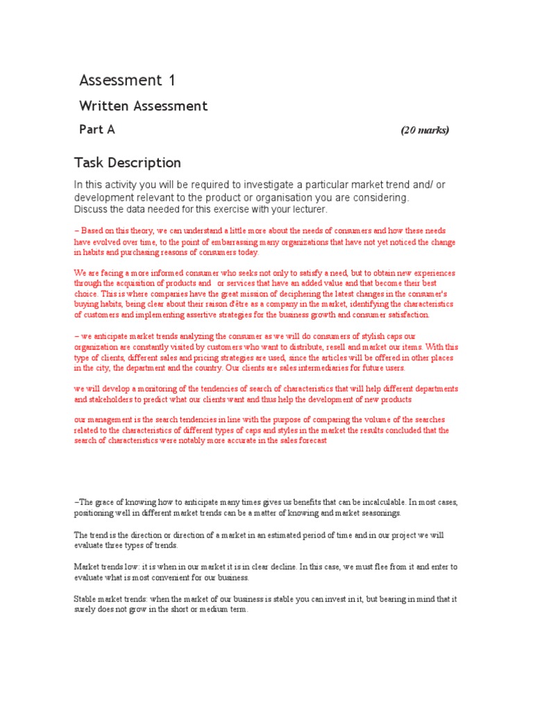 Written Assessment | PDF | Marketing | Sales