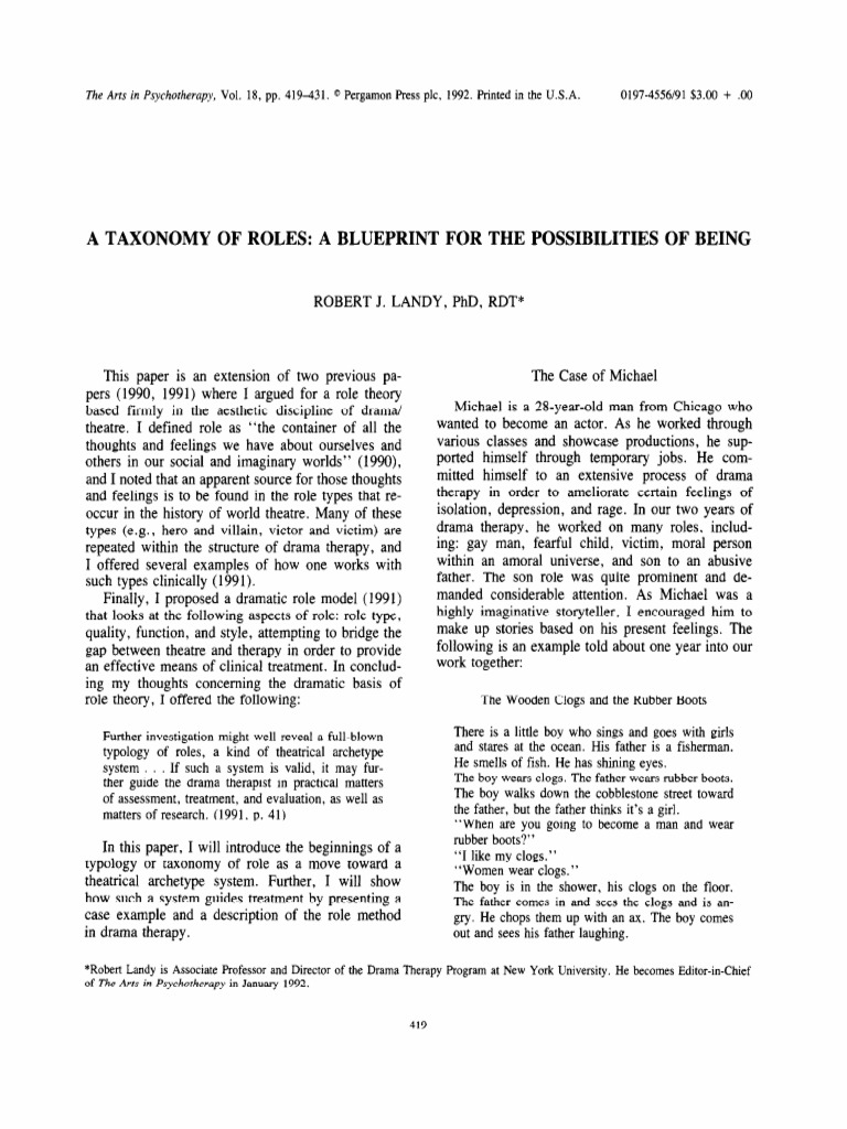 Taxonomy of Roles in Drama Therapy | PDF | Faust | Self
