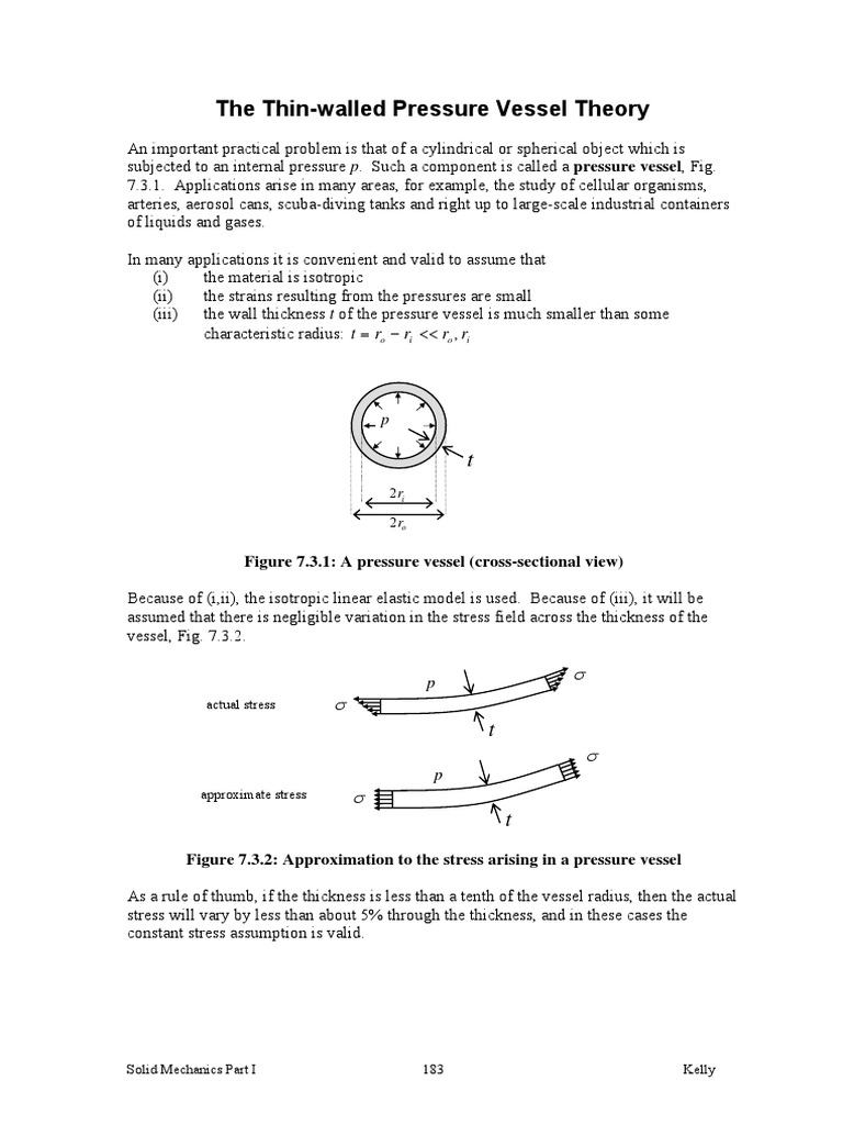 Thin-Walled Pressure Vessel Theory | PDF | Stress (Mechanics ...