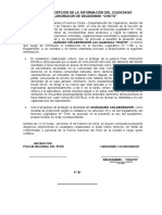 Acta de Recepción de La Información Del Ciudadano Colaborador