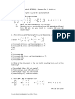 Quantitative Methods II' (EC2203) - Problem Set 5 - Matrices