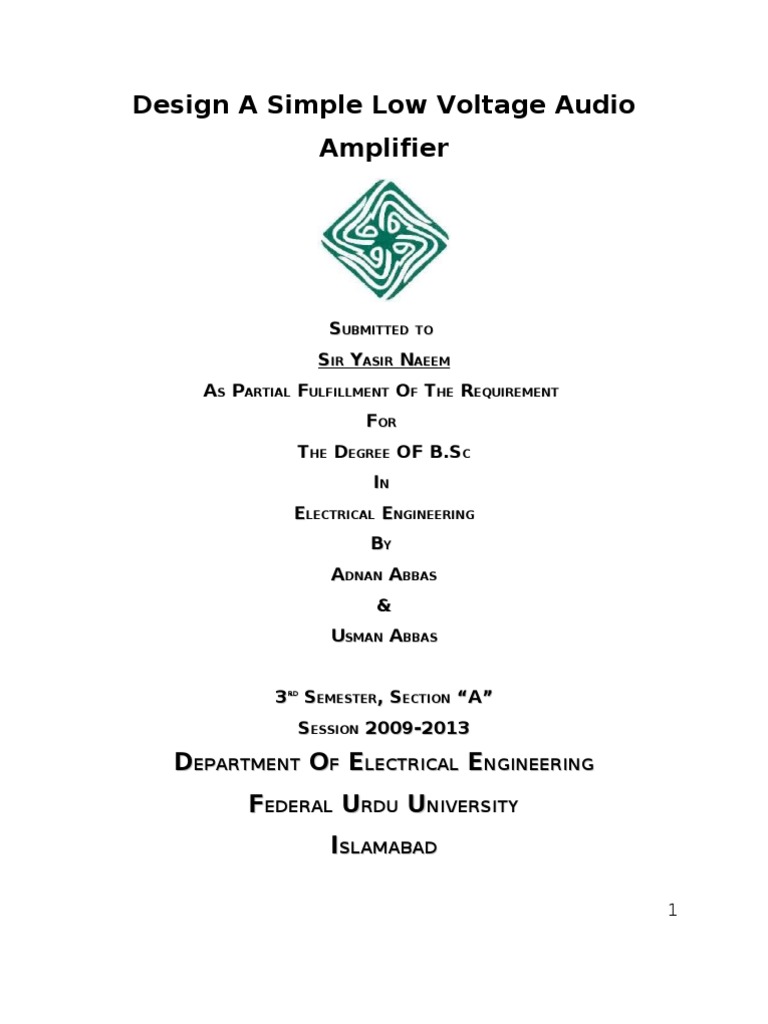 Design A Simple Audio Amplifier Using LM386 | PDF | Amplifier | Capacitor