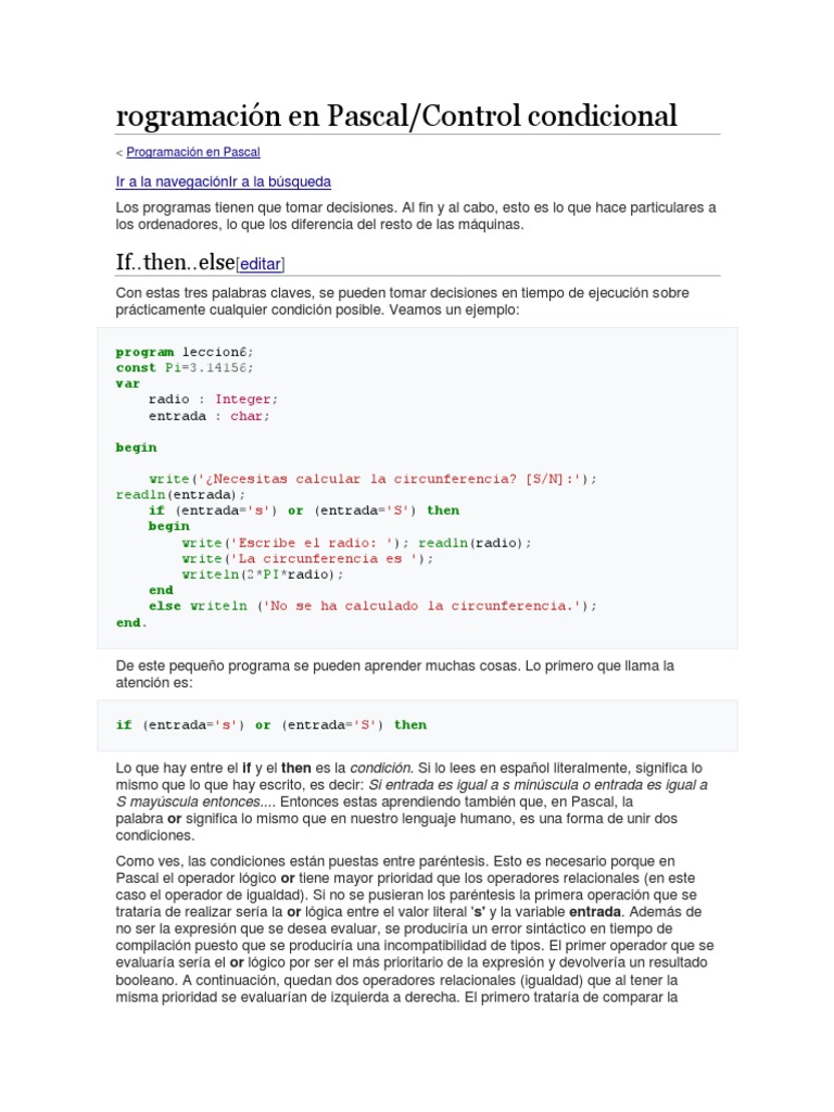 Programación en Pascal | PDF | Lenguaje de programación | Desarrollo de ...