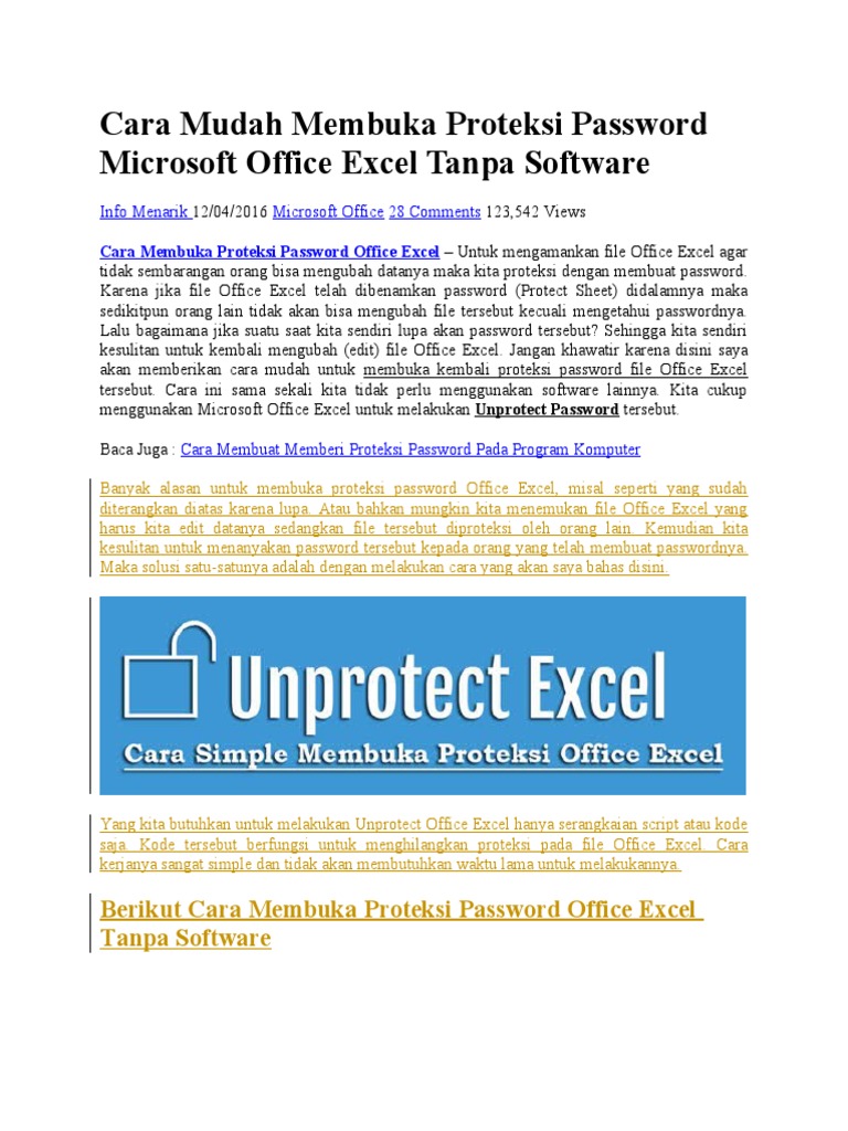 Cara Efektif Mengatasi File Excel yang Terproteksi dan Terkunci