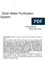 Solar Water Purification System: Presented by Rohit Sen (Me)