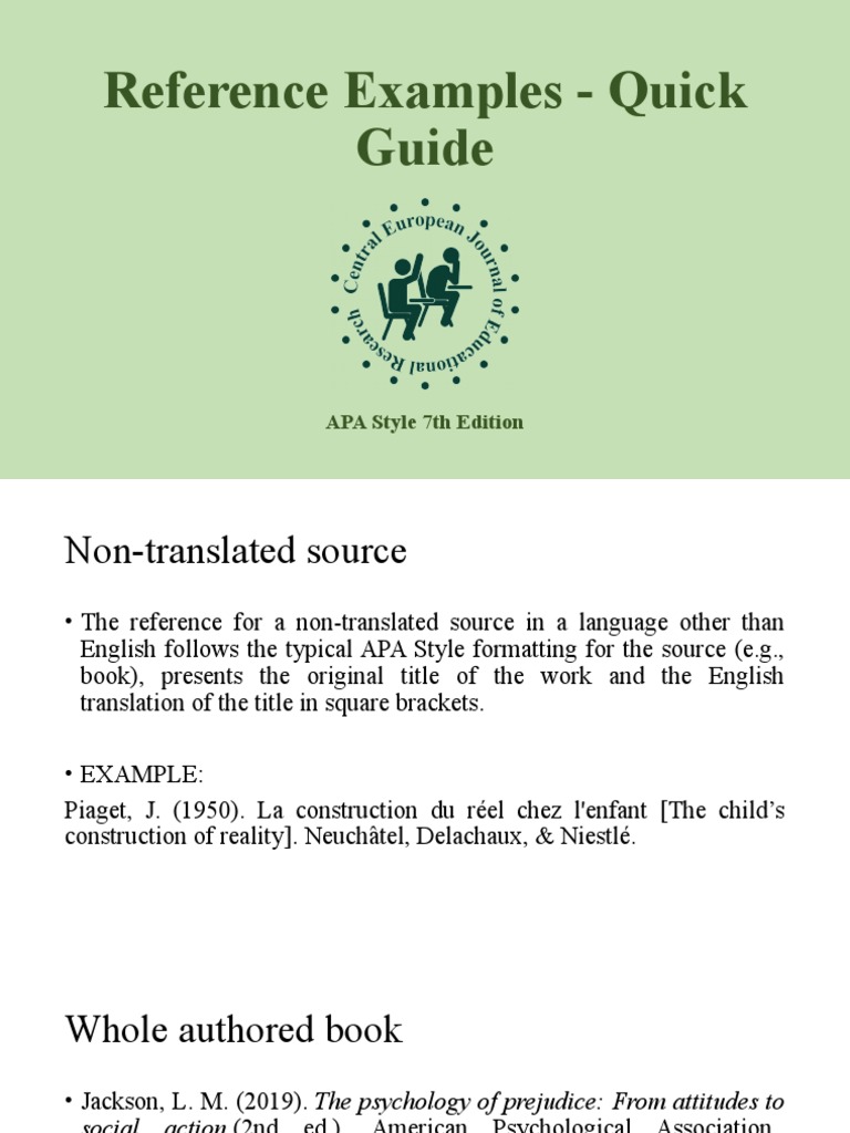 APA 7th Edition Reference Examples | PDF | Citation | American ...