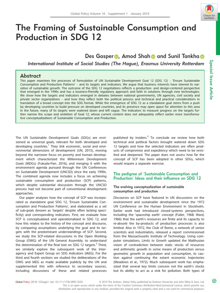 Gasper 2019 SDG Sustainable Consumption | PDF | Sustainability ...