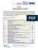 CATÁLOGO DE CÓDIGOS Y ALÍCUOTAS DE RETENCIONES EN LA FUENTE-Nicaragua