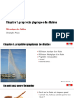Chapitre 1 - Propriétés Physiques Des Fluides. Mécanique Des Fluides Christophe Ancey