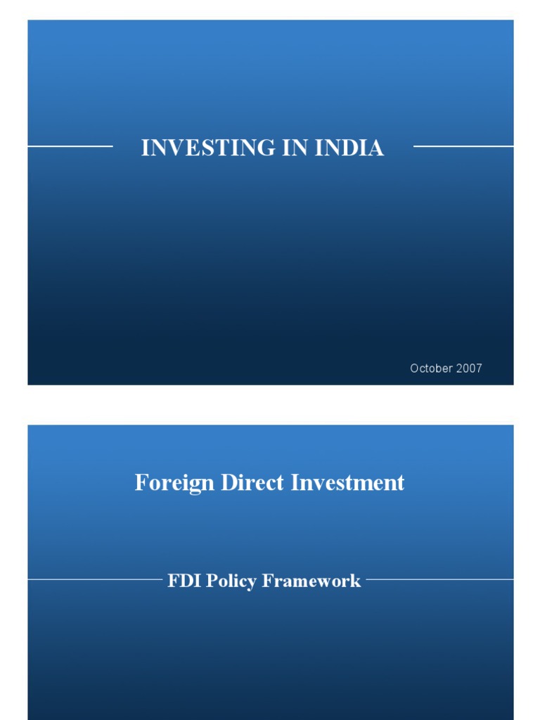 FDI Policy and Investment in India | PDF | Foreign Direct Investment ...