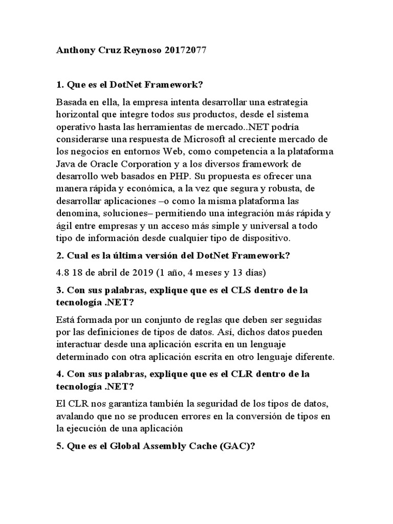 Que Es El DotNet Framework | PDF | .NET Framework | Ingeniería Informática