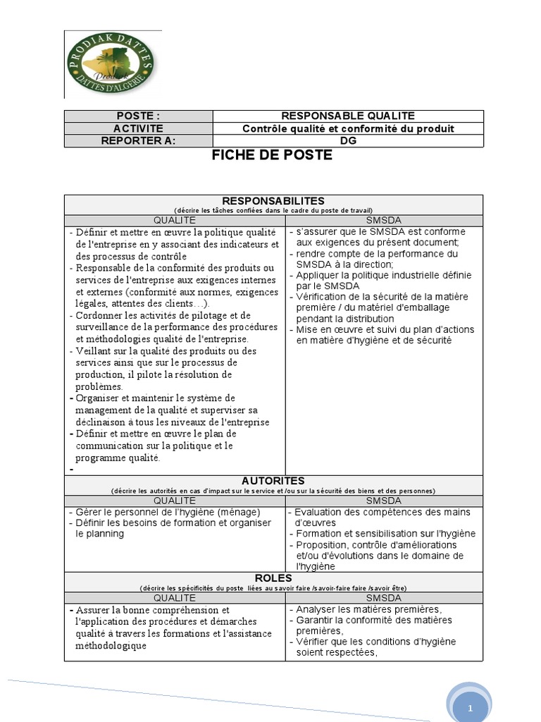 Fiche Qualité  PDF  Management de la qualité  Conformité
