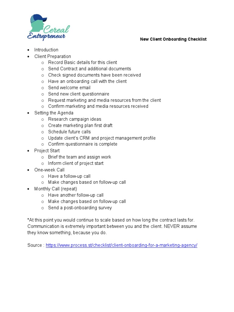 SMMA Onboarding Template by Cereal PDF