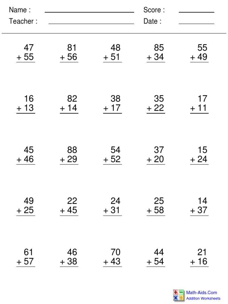 Kids' Math Addition Practice | PDF